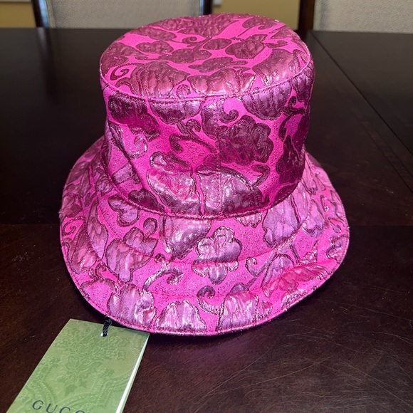 New Gucci GG Supreme Logo Floral Double Sided Bucket Hat - Picture 13 of 15